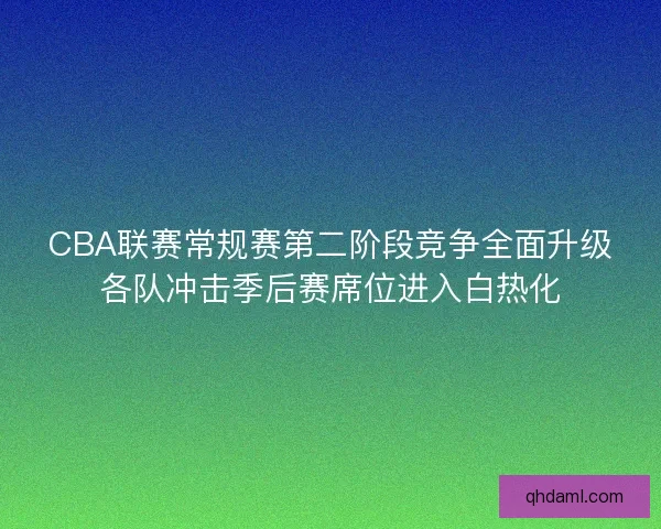 CBA联赛常规赛第二阶段竞争全面升级各队冲击季后赛席位进入白热化