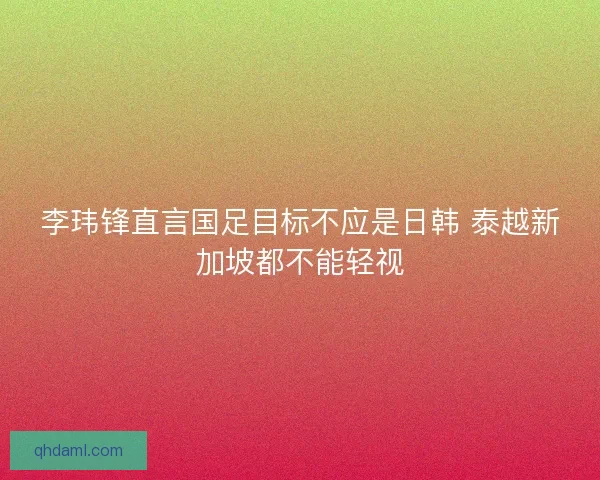 李玮锋直言国足目标不应是日韩 泰越新加坡都不能轻视