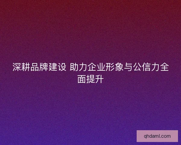 深耕品牌建设 助力企业形象与公信力全面提升 深耕品牌建设 助力企业形象与公信力全面提升